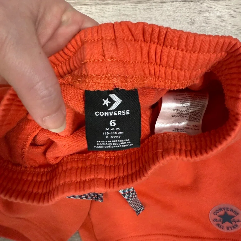Converse Kids Orange Athletic Shorts Drawstring Logo Size 6 5-6 Years‎